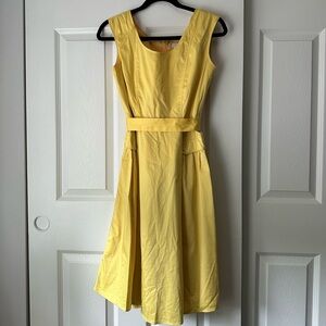 Calvin Klein Yellow A-Line Dress with Belt